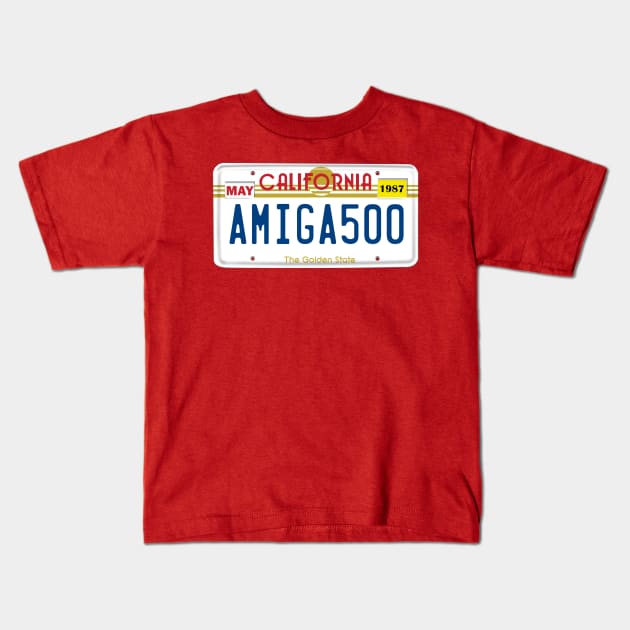 Amiga 500 License Plate Kids T-Shirt by AmigaTees